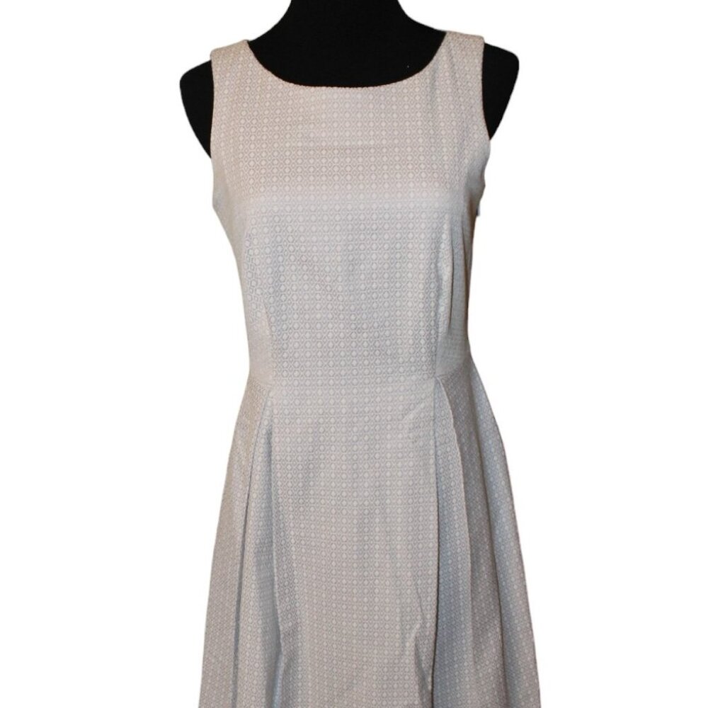 Pure Collection Grey Geo Print Jacquard Fit Flare Dress 10 NWT's